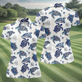 Sea Turtle, Starfish, Seashells and Coral Reef Art Hawaiian Golf Polo, Golf Tops For Women, Golfing Apparel