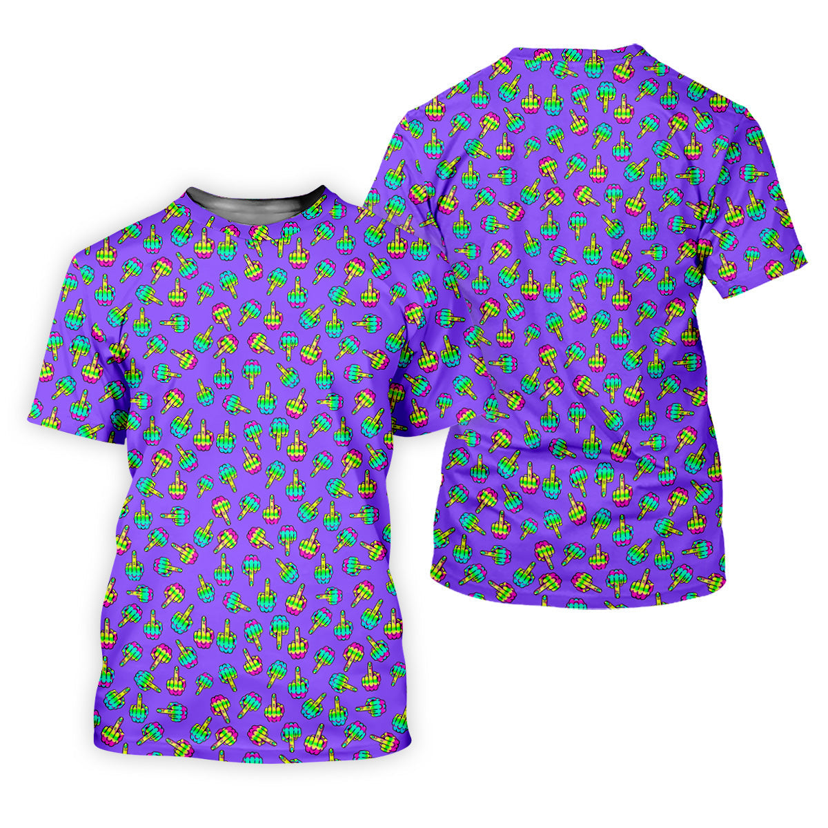 Neon Middle Finger Purple Golf Shirt, Funny Golf Shirt, Ladies Golf Polos, Cool Golf Gift