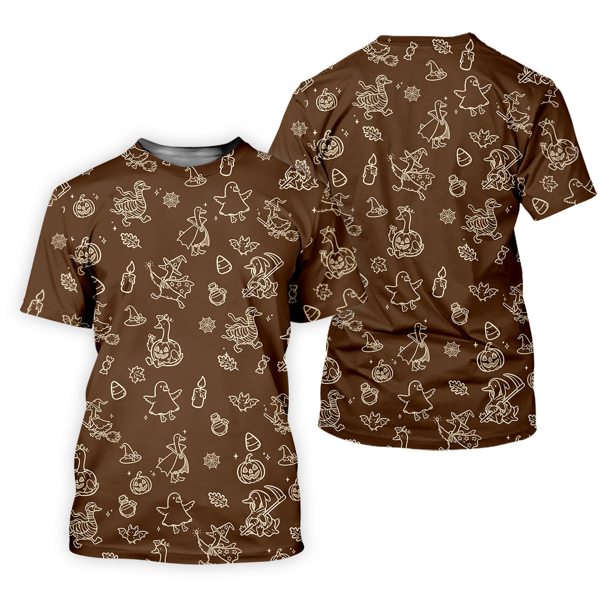 Goose Halloween Golf Shirt, Pumpkin Pattern Golf Shirt, Brown Golf Polo, Long Sleeve Golf Shirts, Men Golf Polo