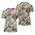 Tropical Floral Pattern Custom Hawaiian Shirts With Face, Men Polo Shirt, Long Sleeve Golf Shirts