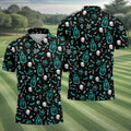 Skull Potion Halloween Pattern Polo Shirt, Printed Golf Shirts, Golf Apparel For Men