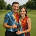 Lightning Fire And Ice Split Golf Polo Shirt, Golf Shirts For Men, Mens Golf Polo