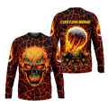 Custom Flaming Skull Men's Golf Polo Shirt, Funny Golf Shirt, Gift For Golfers