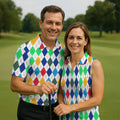 Colorful Argyle Golf Shirt, Classic Diamond Pattern Polo, Polo Shirts For Men