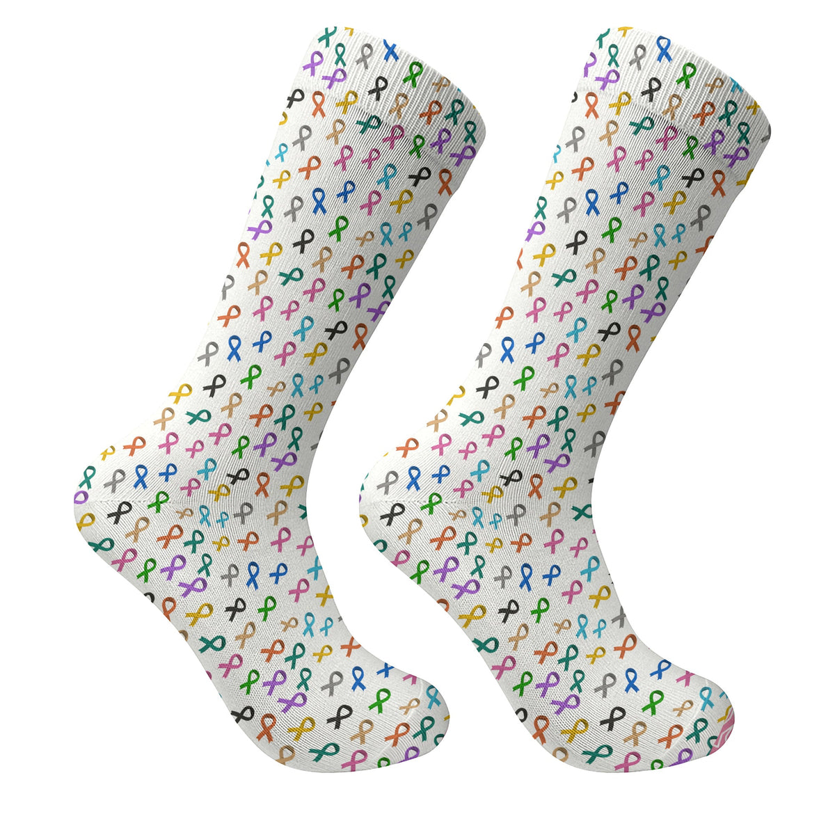 Cancer Awareness Ribbons White Golf Socks, Christmas Golf Gift, Golfing Apparel