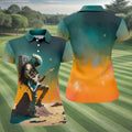 Astronaut Rock Guitar Teal Sunset Hawaiian Golf Polo, Golf Tops For Women, Golfing Apparel