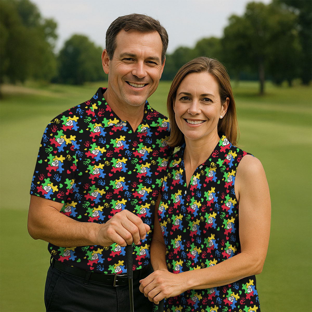 It's Okay To Be Different Autism Puzzle Women's Golf Tops, Autism Awareness Colors Ladies Golf Polos