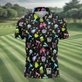Neon Cocktail Party Pattern Design Hawaiian Golf Shirt, Golf Shirts For Men, Polo Shirts For Men