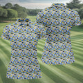 Funny Beer Pretzel Cleavage Pattern Golf Polo Shirt, Womens Golf Tops, Ladies Golf Top