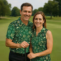 Beer Shamrock Neon Pattern St Patrick's Day Golf Shirt, Golf Tops For Men, Golf Shirts For Men