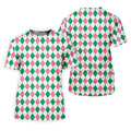 Green Pink Argyle Men Golf Shirts, Funny Golf Polos, Unique Gift For Golfer