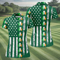 Irish Shamrock Vertical Stripes St Patrick's Day Golf Shirt, Women's Golf Shirts, Ladies Golf Polos