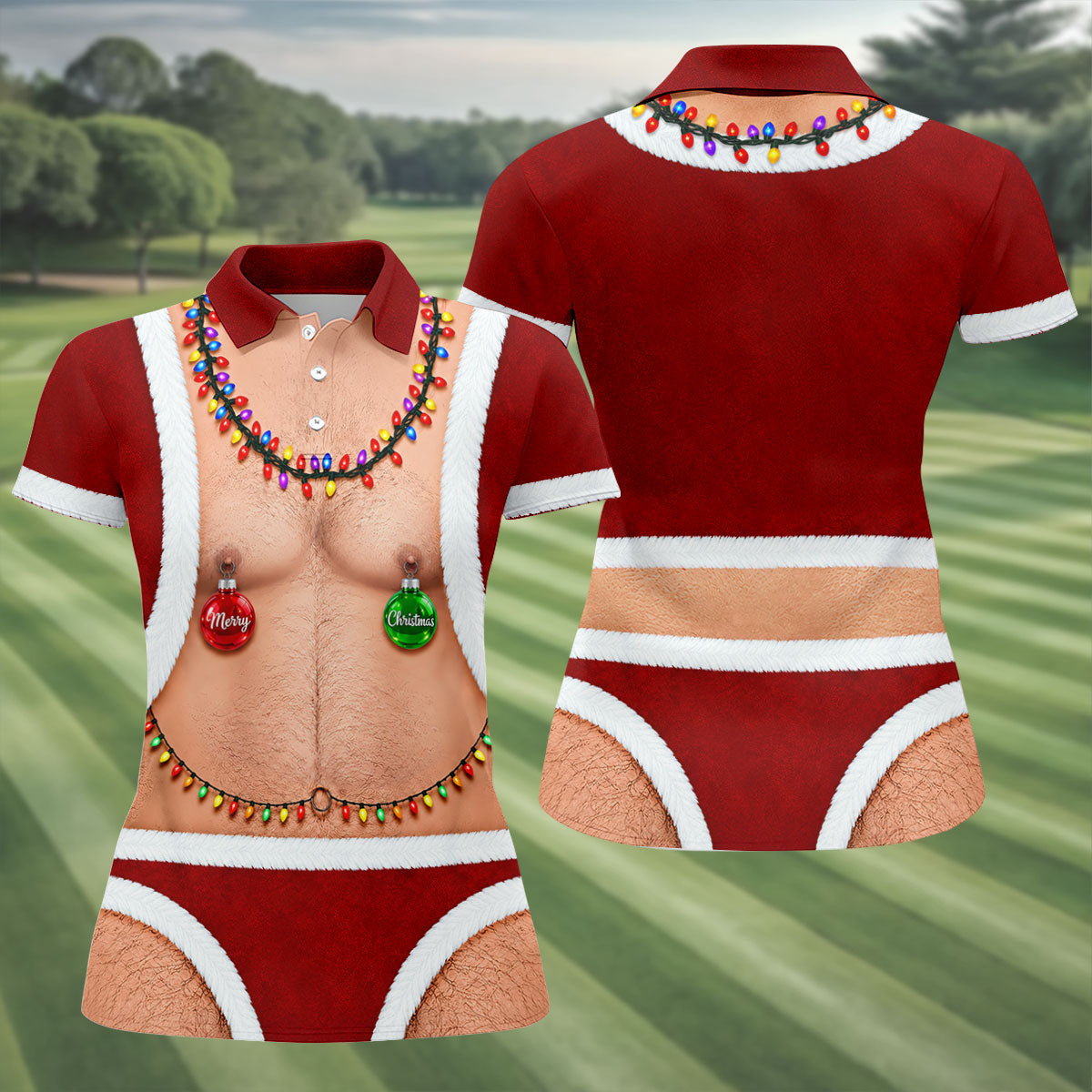 Funny Santa Christmas Balls Golf Polo Shirt, Women’s Golf Polo, Golf Tops For Women
