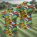 Funny Comic Pop Art Hawaiian Golf Shirt, Ladies Golf Tops, Golf Shirts For Women