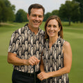 Halloween Ghost Pattern Golf Polo Shirt, Men's Golf Shirts, Hawaiian Golf Shirt