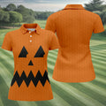 Halloween Jack O Lantern Golf Shirt, Women's Golf Polo, Ladies Golf Tops