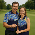 Van Gogh Inspired Starry Night Forest Hawaiian Golf Polo, Golf Tops For Men, Golfing Apparel