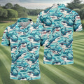Animated Shark Hawaiian Golf Shirt, Men's Funny Golf Shirts, Golf Shirts For Men