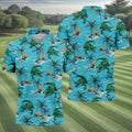 Tropical Alligators on Island Beaches Design Hawaiian Golf Polo, Golf Tops For Men, Golfing Apparel