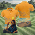 Lion Gentleman Sunset Reserve Hawaiian Golf Shirt, Women's Golf Tops, Ladies Golf Shirts