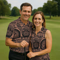 Maori Tattoo Pattern with Traditional Tiki Mask Hawaiian Golf Polo, Golf Tops For Men, Golfing Apparel