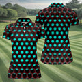3D Effect Circular Pattern Blue Golf Shirt, Cool Golf Outfit, Women Golf Top, Ladies Golf Shirts