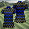 3D Effect Circular Pattern Navy Golf Shirt, Cool Golf Outfit, Women Golf Top, Ladies Golf Shirts