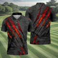 Red Claw Marks Hawaiian Golf Shirt, Scratch Print Men's Golf Shirt, Polo Shirts For Men