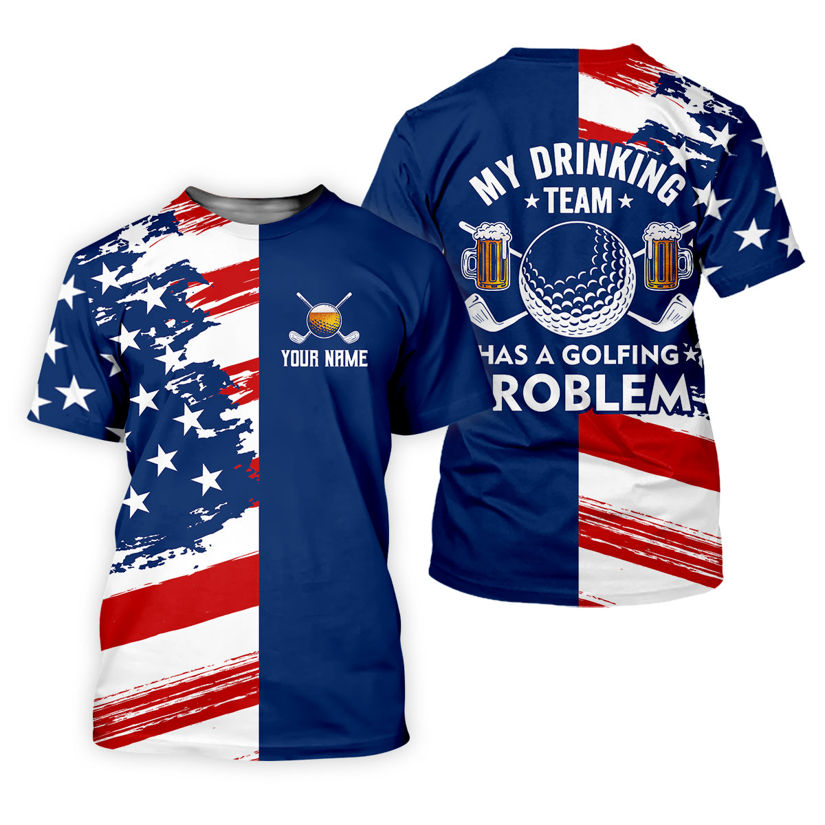 My Drinking Team Has A Golfing Problem Men's Golf Polo Shirt, Funny Beer Golf Shirt, US 250 Anniversary Shirt