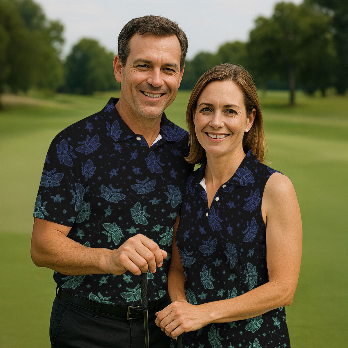 Celestial Moth Hawaiian Golf Shirt, Retro Golf Shirt, Halloween Golf Shirt, Polo Shirts For Men