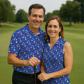 Memphis Pattern Hawaiian Golf Shirt, Retro Summer Men's Golf Shirt, Polo Shirts For Men