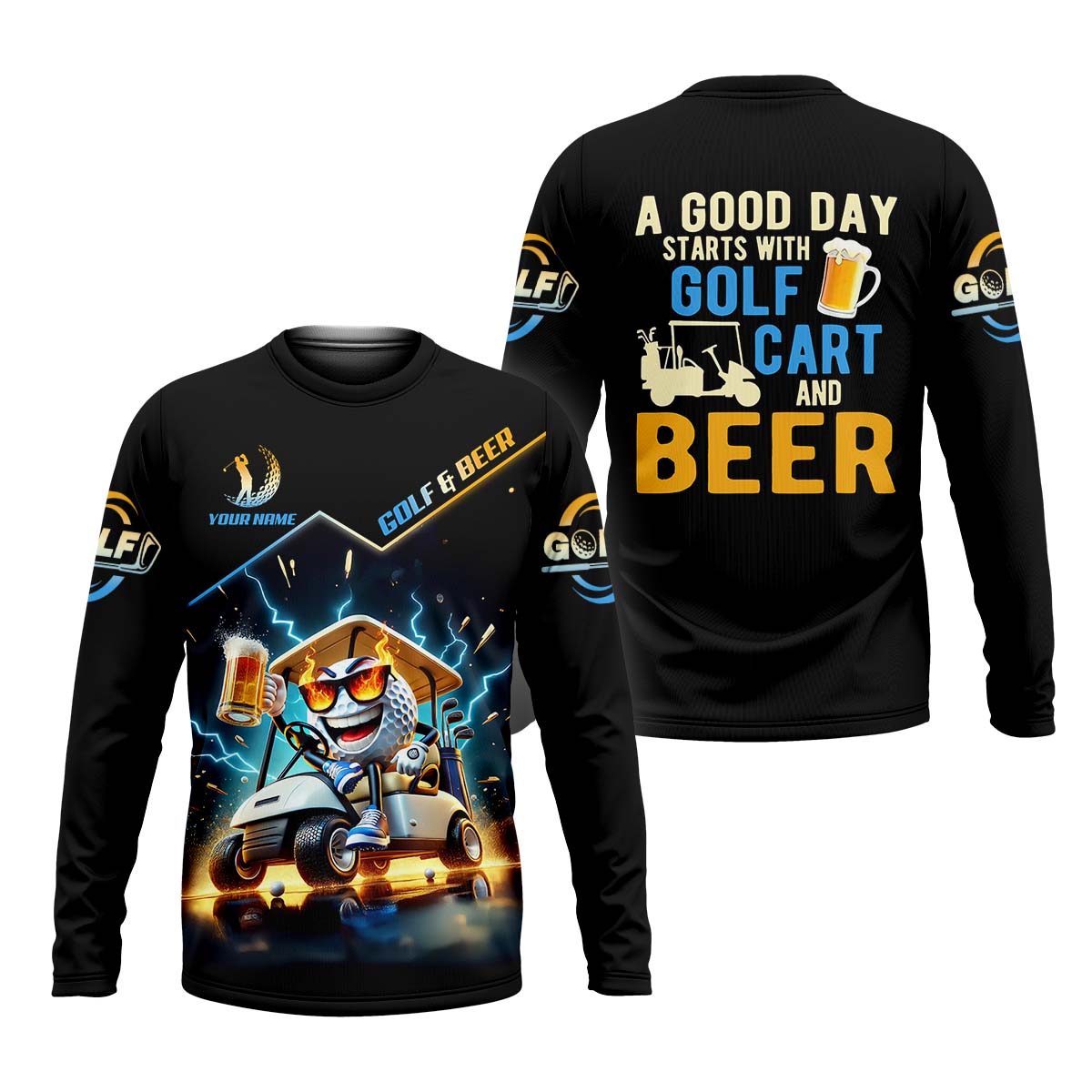 A Good Day Starts With Golf Cart & Beer Custom Golf Polo Shirt, Funny Golf Shirt, Men Golf Gift