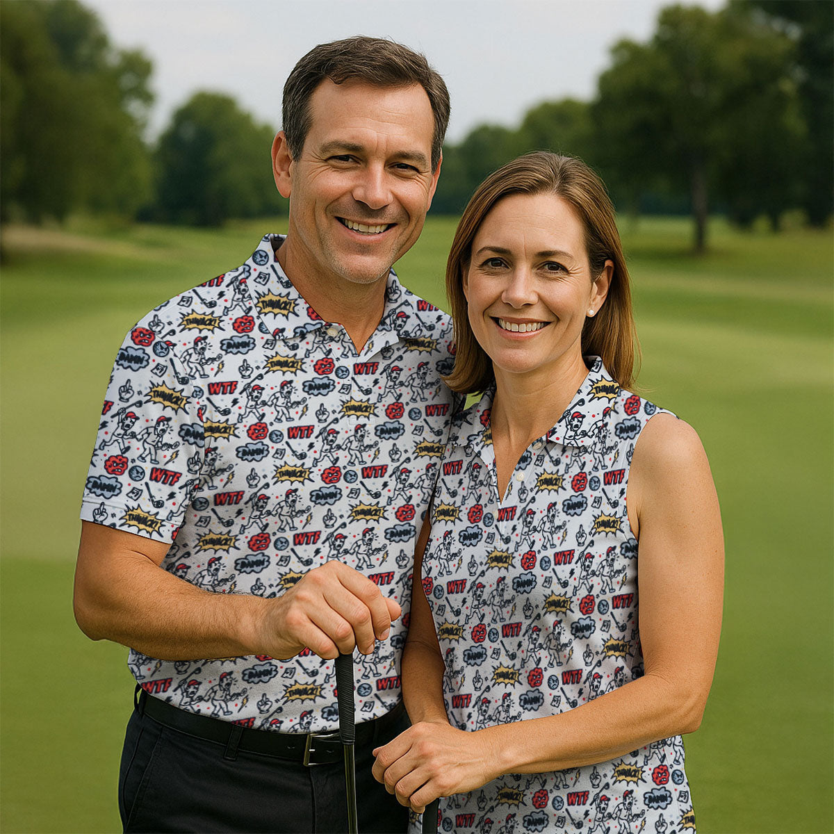 Funny Adult Humor Tropical Beach Golf Paradise Polo Shirt, Golf Polo Shirts For Men, Printed Golf Shirts