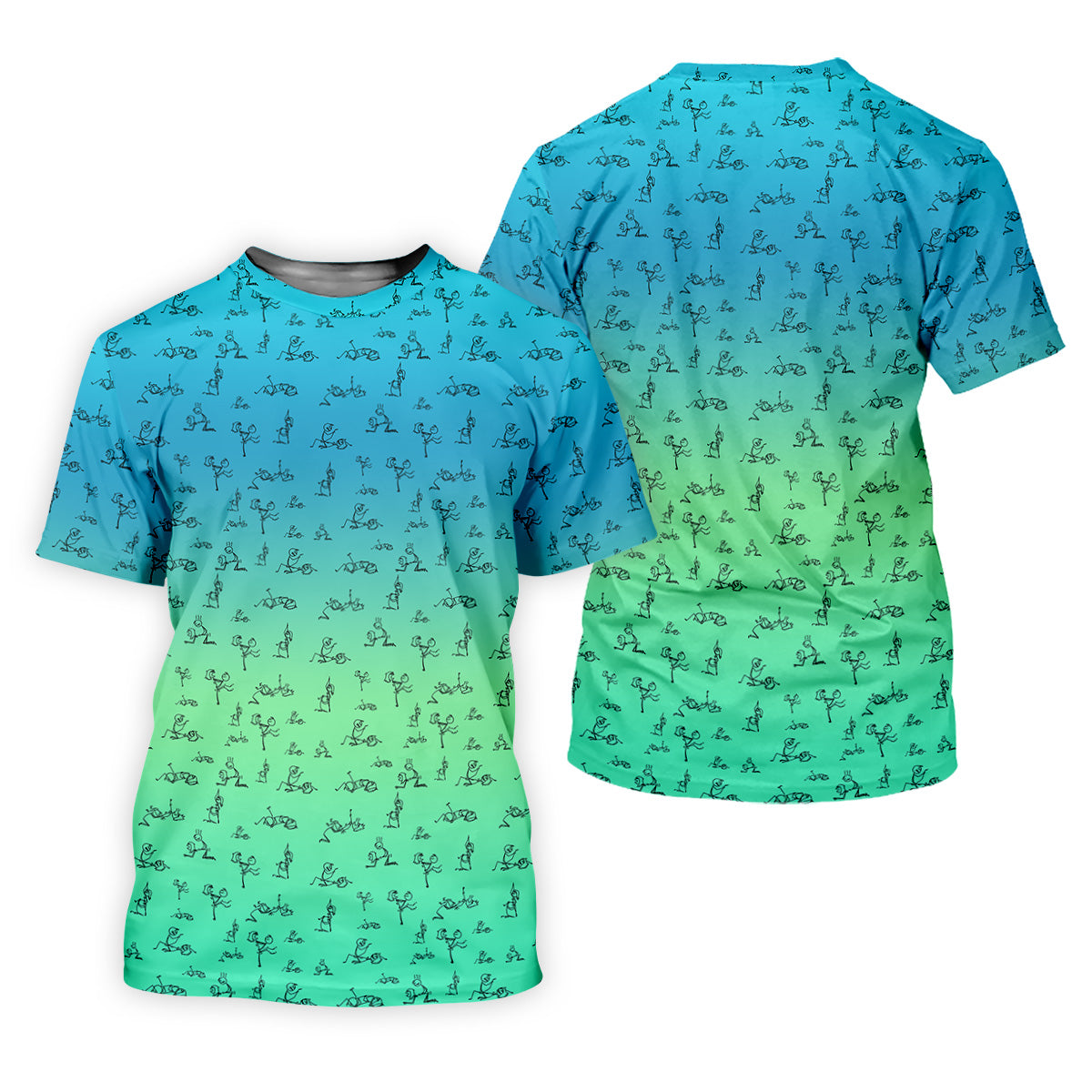 Stick Figure Couple Ombre Fun Men's Golf Polos, Unique Gift For Golfer, Golf Accessories For Men