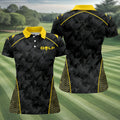 Abstract Triangle Black Yellow Ladies Golf Tops, Golf Shirt For Women, Golfing Apparel