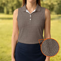 Cream Text Pattern Golf Polo Shirt, Golf Shirts For Women, Women’s Golf Apparel Beige