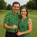 Christmas Characters Golf And Beer Green Women's Funny Golf Shirts, Christmas Golf Shirt, Polo Shirts For Women