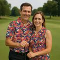 Tropical Corgi Floral Pattern Hawaiian Golf Polo, Golf Tops For Women, Golfing Apparel