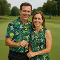 UFO and Alien Tropical Forest Hawaiian Golf Polo, Golf Tops For Men, Golfing Apparel