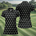 3D Effect Circular Pattern Black Golf Shirt, Cool Golf Outfit, Women Golf Top, Ladies Golf Shirts