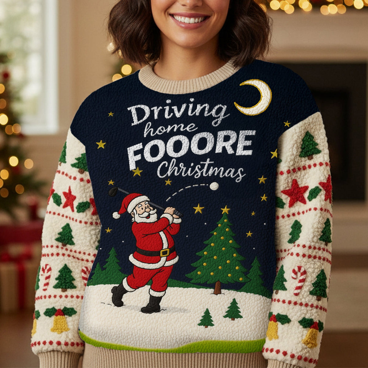 Driving Home Fore Christmas Golf Ugly Sweater, Christmas Golf Shirt, Golf Sweater