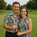 Tropical Disc Golf Basket Floral Polo Shirt, Hawaiian Golf Shirt, Golf Polo Shirts For Men