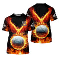 Fire Golf Ball Custom Men's Golf Polo Shirt, Golfing Apparel, Golf Gifts For Men