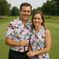Tropical Dachshund Beach Pattern Hawaiian Golf Polo, Golf Tops For Men, Golfing Apparel