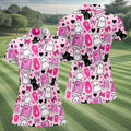 Halloween Boo And Cat Coquette Pink Women Golf Top, Cute Golf Outfit, Ladies Golf Shirts