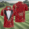 Red Leopard Funny Costume Hawaiian Golf Shirt, Polo Shirts For Men, Golf Shirts For Men