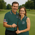 Green Best Papa By Par Embroidered Golf Polo Shirt, Golf Shirts For Men, Printed Golf Shirts