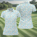 Watercolor Palm Tree Hawaiian Golf Shirt, Summer Vibe Women's Golf Tops, Ladies Golf Shirts