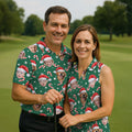 Custom Face Candy Cane Pattern Green Golf Shirt, Christmas Golf Shirt, Polo Shirts For Men, Golf Gift For Men
