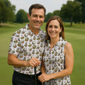 Floral Golf Club Pattern White Hawaiian Golf Shirt, Men's Golf Shirt, Golf Apparel For Men